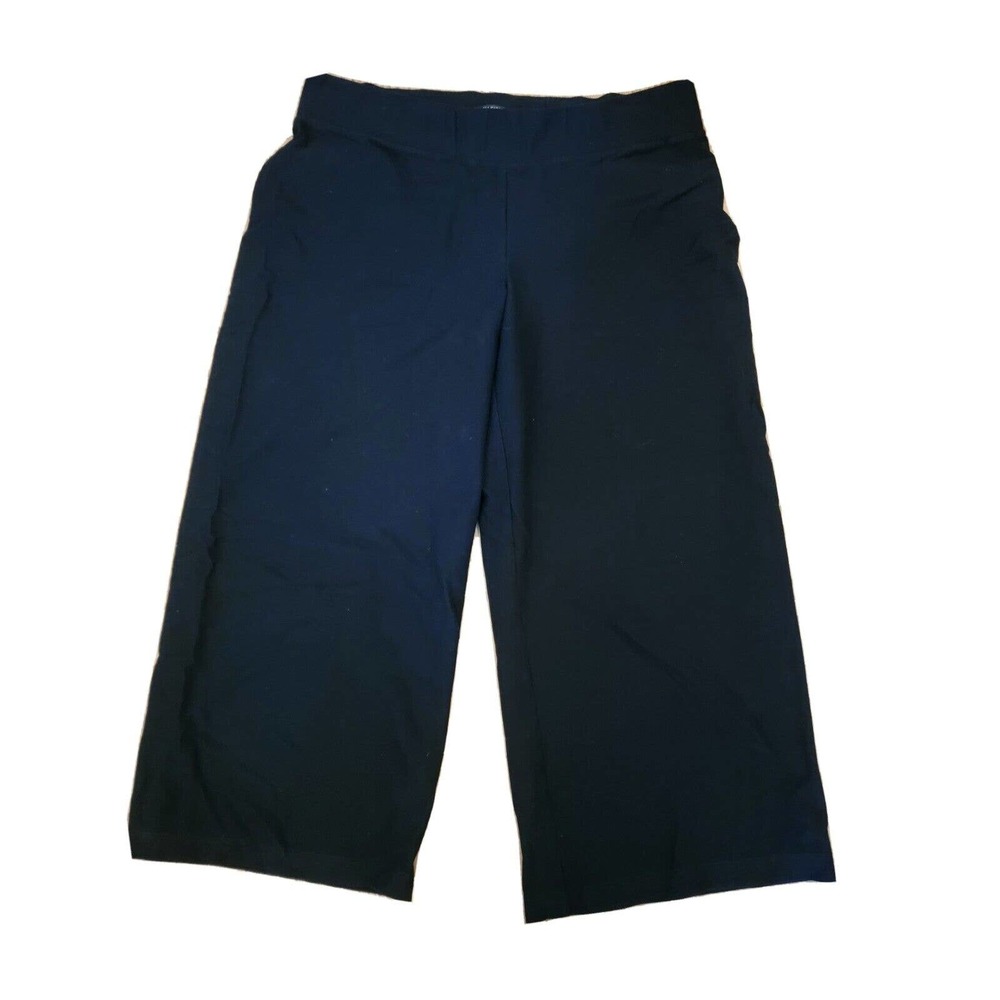 Eileen Fisher Cropped Pants Women Size Petite Medium Black Pull On Casual Travel